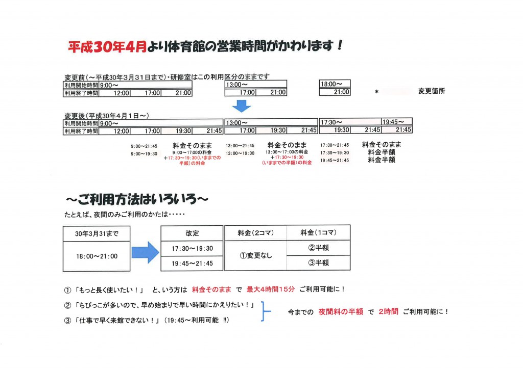 営業時間変更